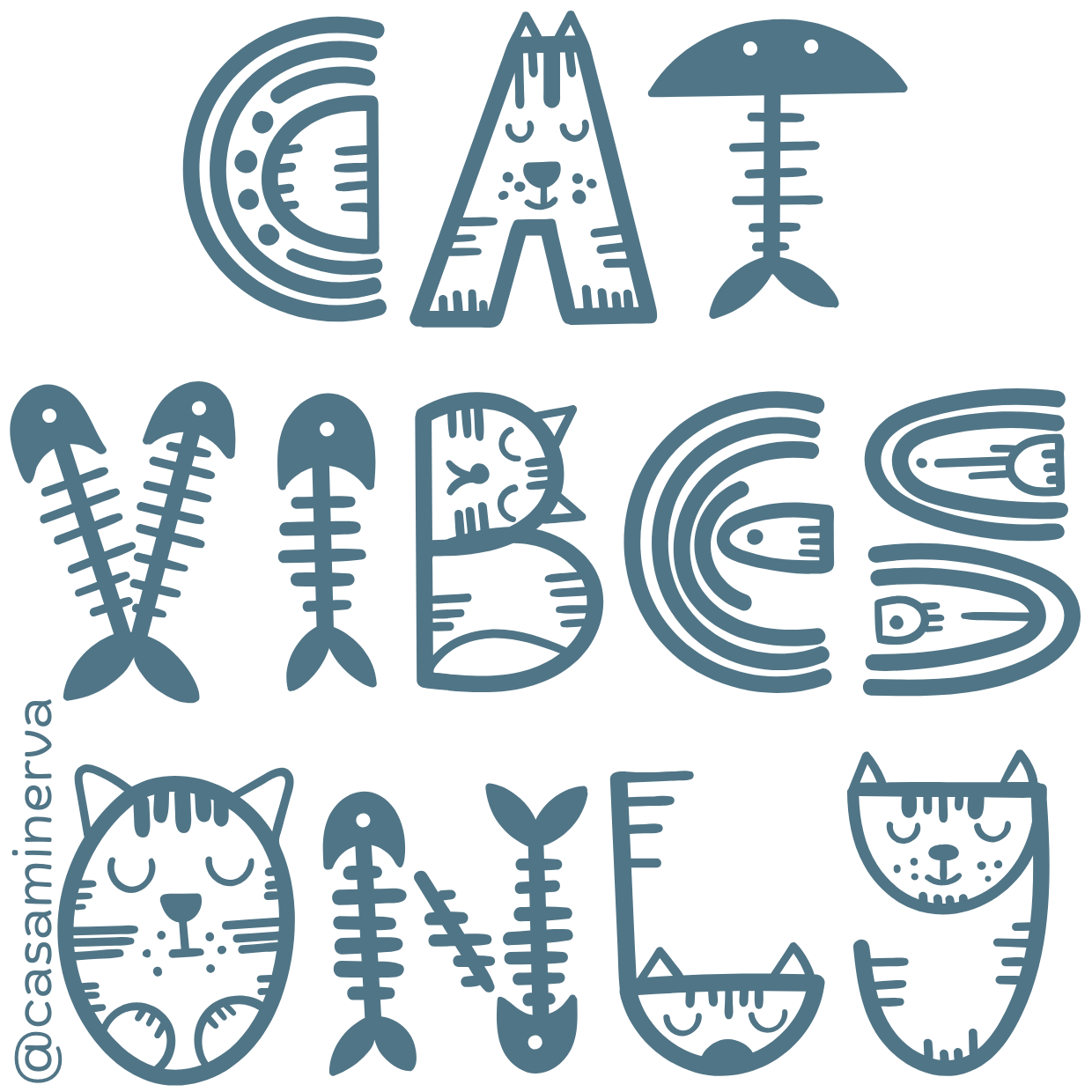 STICKER CAT VIBES AZUL