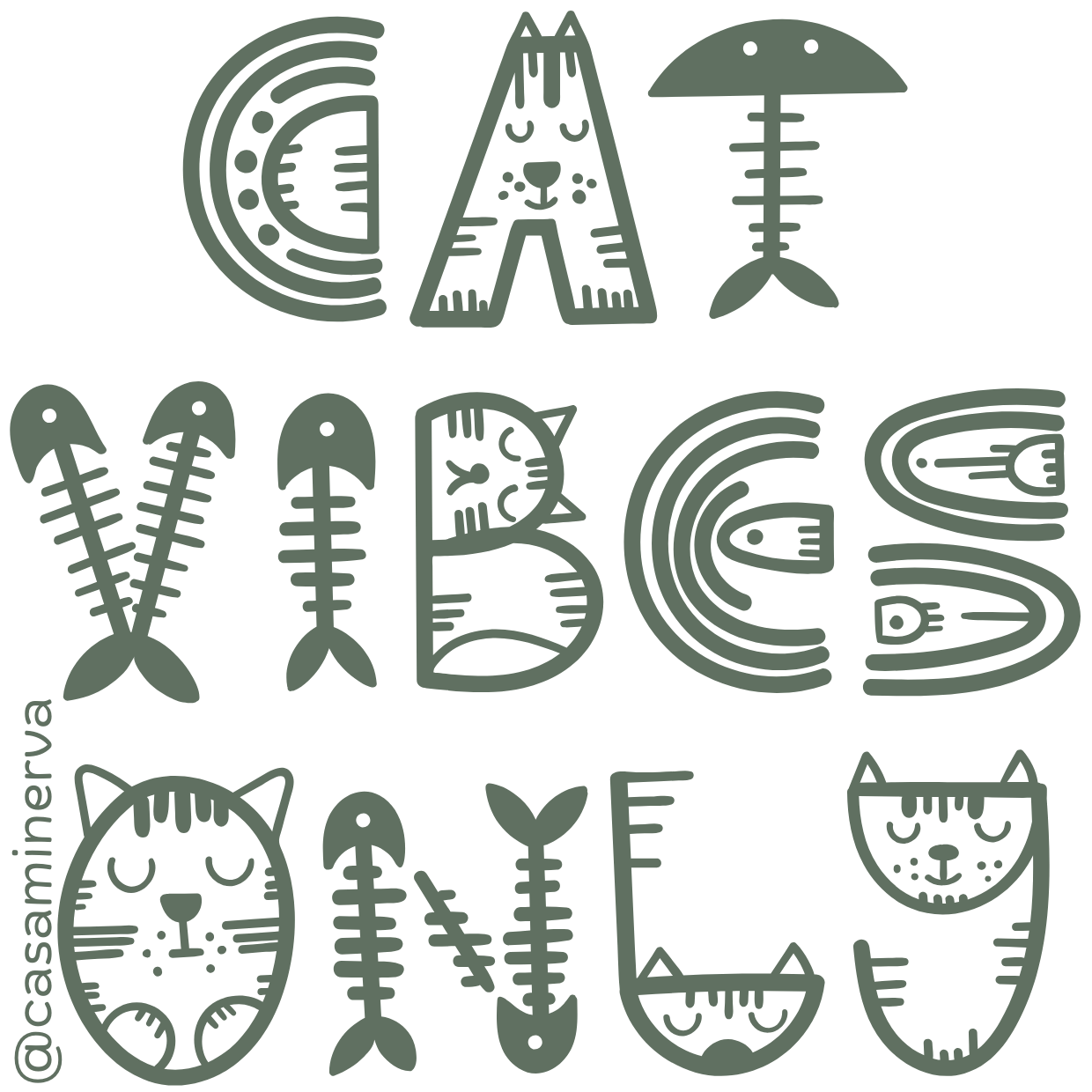 STICKER CAT VIBES VERDE