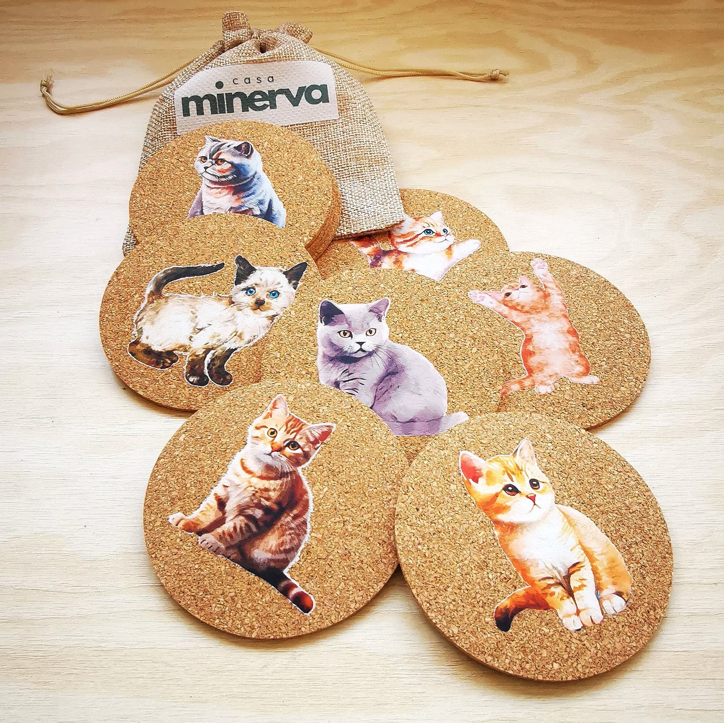 POSAVASOS CORCHO GATOS