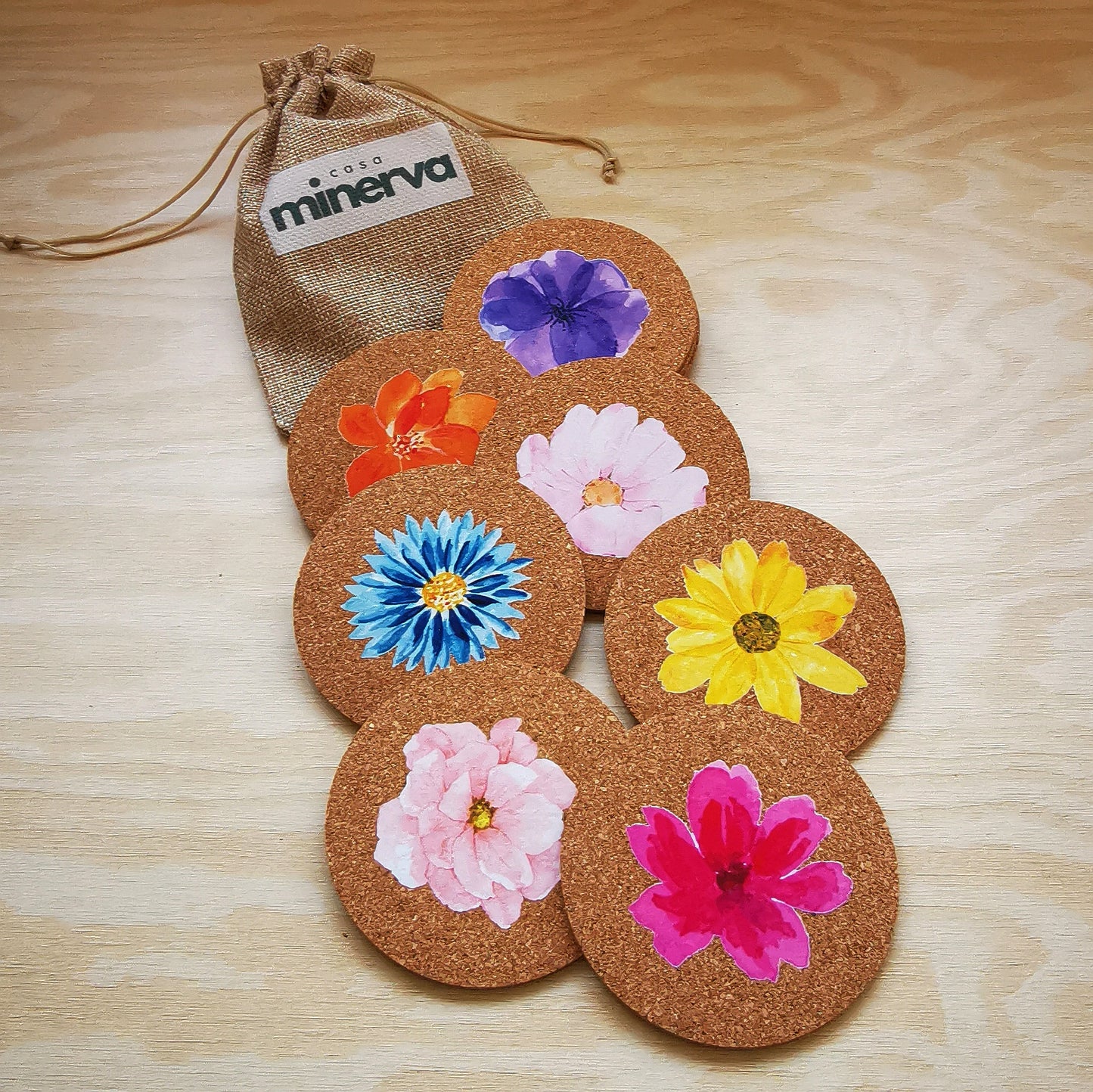 POSAVASOS CORCHO FLORES