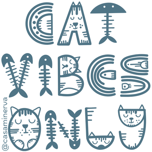 STICKER CAT VIBES AZUL