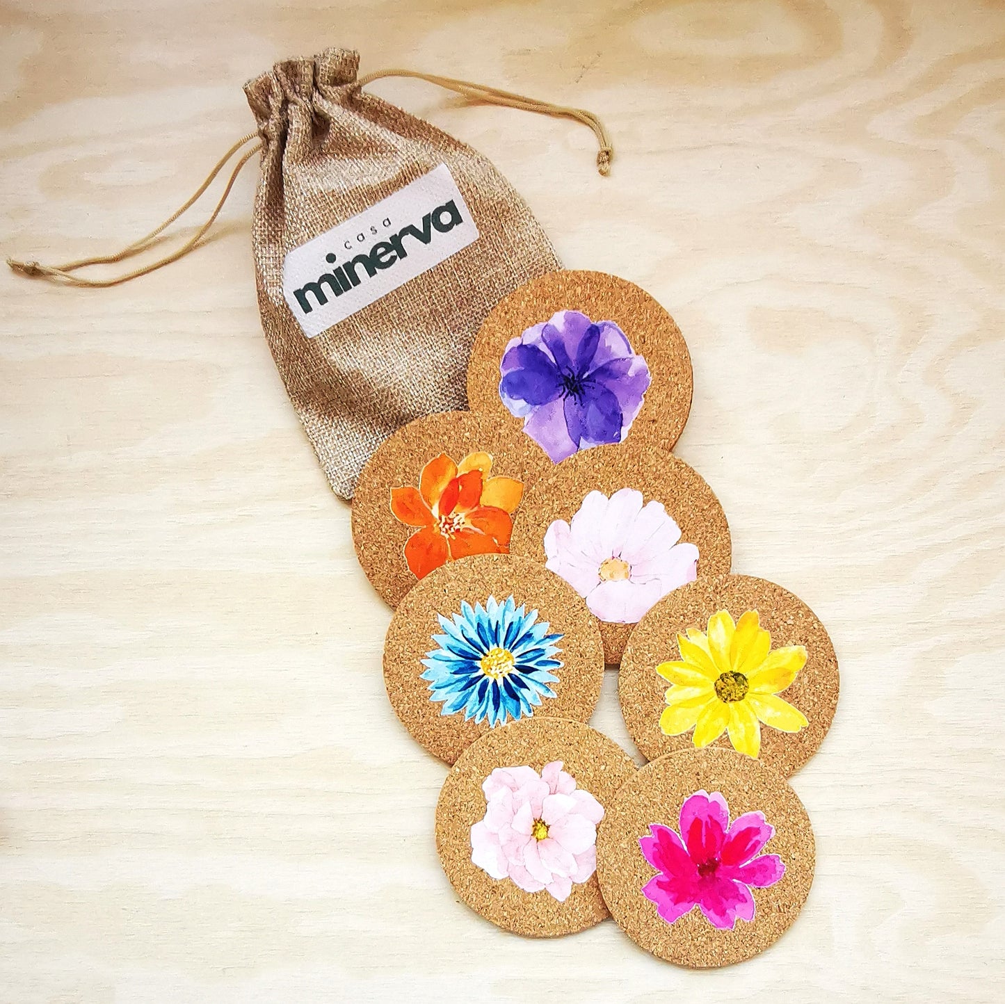 POSAVASOS CORCHO FLORES